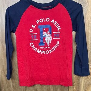 U.S. Polo Assn. Kids Red and Navy Long Sleeve Tee